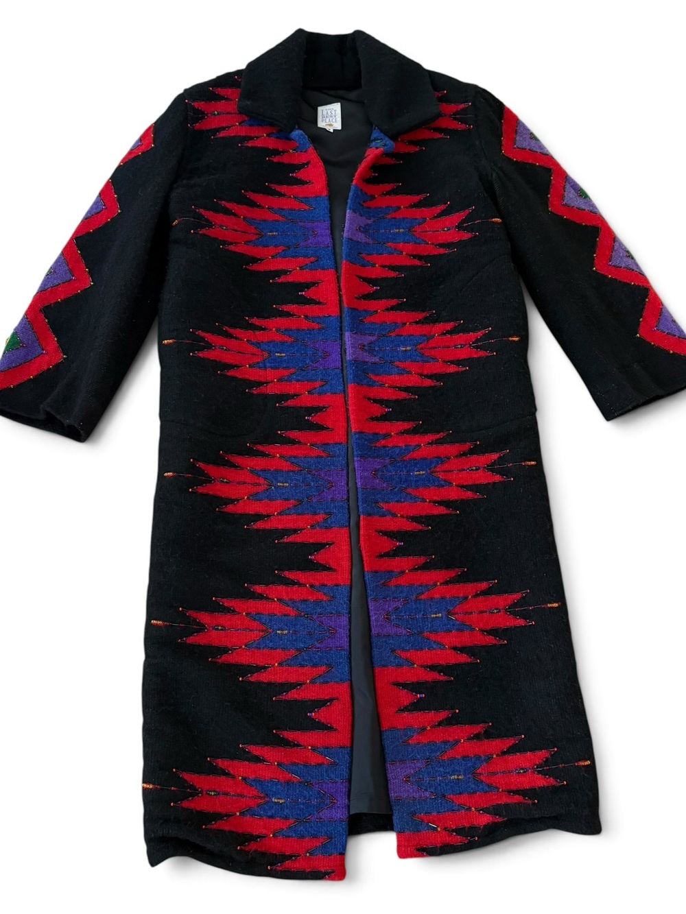 Vintage Southwestern Western Tribal Aztec Wool Embroidered Beaded Fall Coat